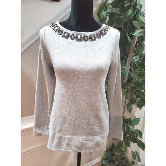 Crown & Ivy Women's Gray Round Neck Long Sleeve Pullover Sweater Size X-Small - Picture 1 of 8